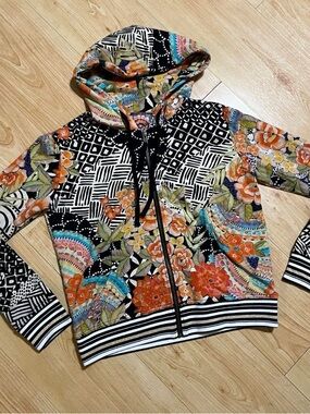 Johnny Was Sunrise Modern Zip Up Hoodie Retails $280 Size XS